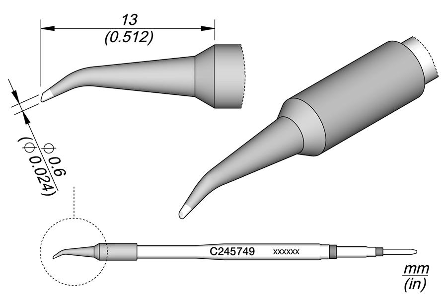 C245749 - Bevel Bent Cartridge Ø 0.6